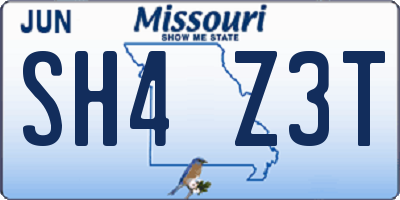 MO license plate SH4Z3T