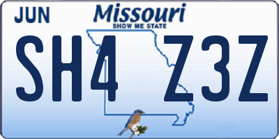 MO license plate SH4Z3Z