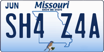 MO license plate SH4Z4A