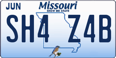 MO license plate SH4Z4B