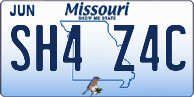 MO license plate SH4Z4C