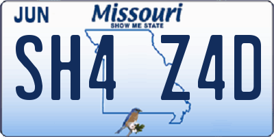 MO license plate SH4Z4D