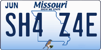 MO license plate SH4Z4E