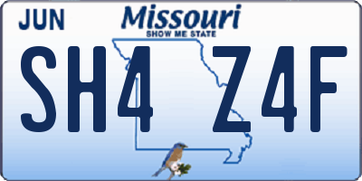MO license plate SH4Z4F