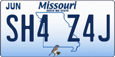 MO license plate SH4Z4J