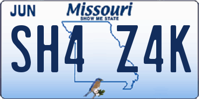 MO license plate SH4Z4K