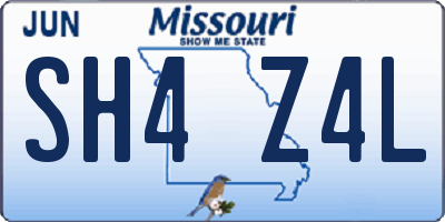 MO license plate SH4Z4L