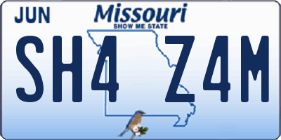 MO license plate SH4Z4M