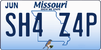 MO license plate SH4Z4P