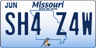 MO license plate SH4Z4W