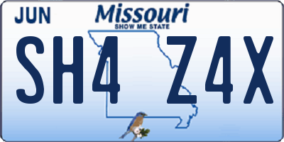MO license plate SH4Z4X