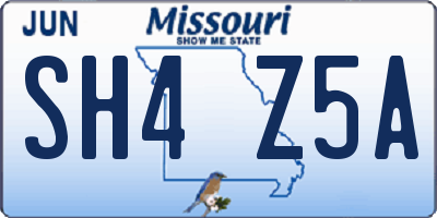 MO license plate SH4Z5A
