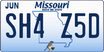 MO license plate SH4Z5D