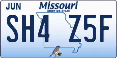 MO license plate SH4Z5F