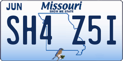 MO license plate SH4Z5I