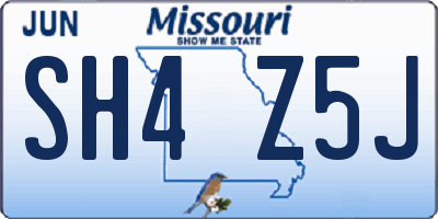 MO license plate SH4Z5J