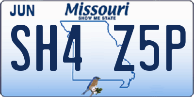 MO license plate SH4Z5P