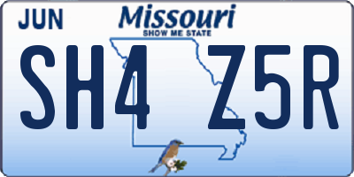 MO license plate SH4Z5R