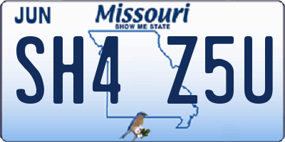 MO license plate SH4Z5U