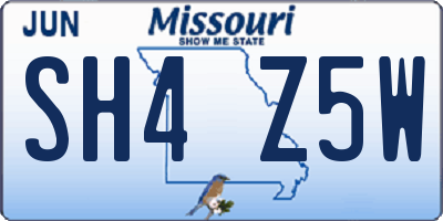 MO license plate SH4Z5W