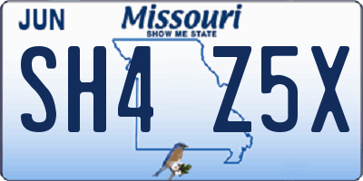 MO license plate SH4Z5X