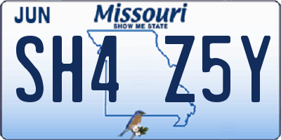 MO license plate SH4Z5Y