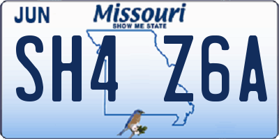 MO license plate SH4Z6A