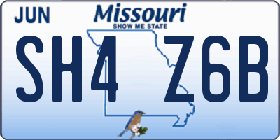 MO license plate SH4Z6B