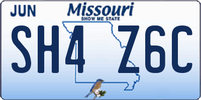MO license plate SH4Z6C