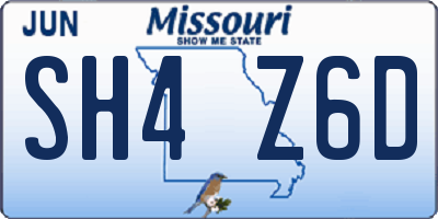 MO license plate SH4Z6D