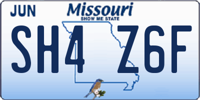 MO license plate SH4Z6F