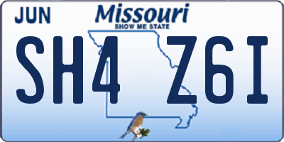 MO license plate SH4Z6I