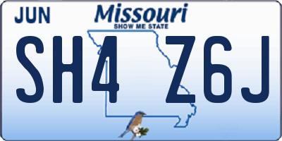 MO license plate SH4Z6J