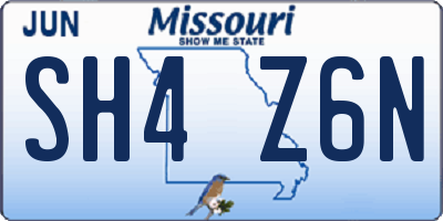 MO license plate SH4Z6N