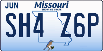 MO license plate SH4Z6P