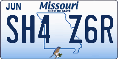 MO license plate SH4Z6R