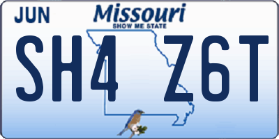 MO license plate SH4Z6T