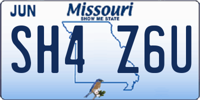 MO license plate SH4Z6U