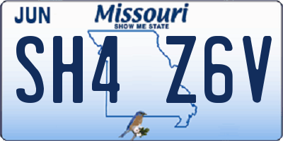 MO license plate SH4Z6V