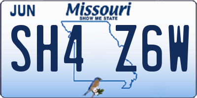 MO license plate SH4Z6W