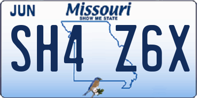 MO license plate SH4Z6X