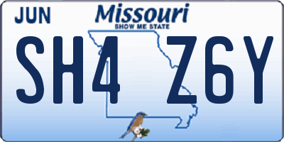 MO license plate SH4Z6Y
