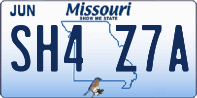 MO license plate SH4Z7A