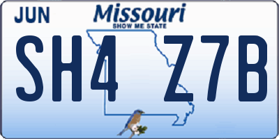 MO license plate SH4Z7B