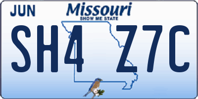 MO license plate SH4Z7C