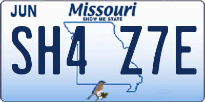 MO license plate SH4Z7E
