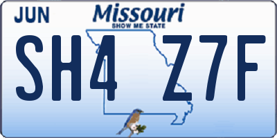 MO license plate SH4Z7F