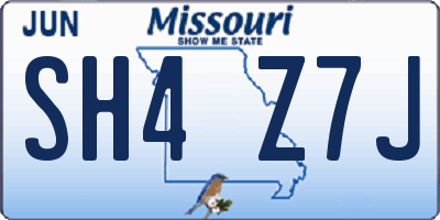 MO license plate SH4Z7J