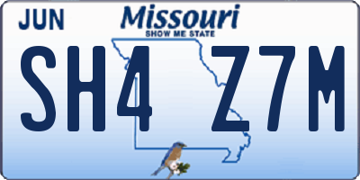 MO license plate SH4Z7M