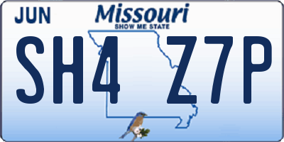 MO license plate SH4Z7P